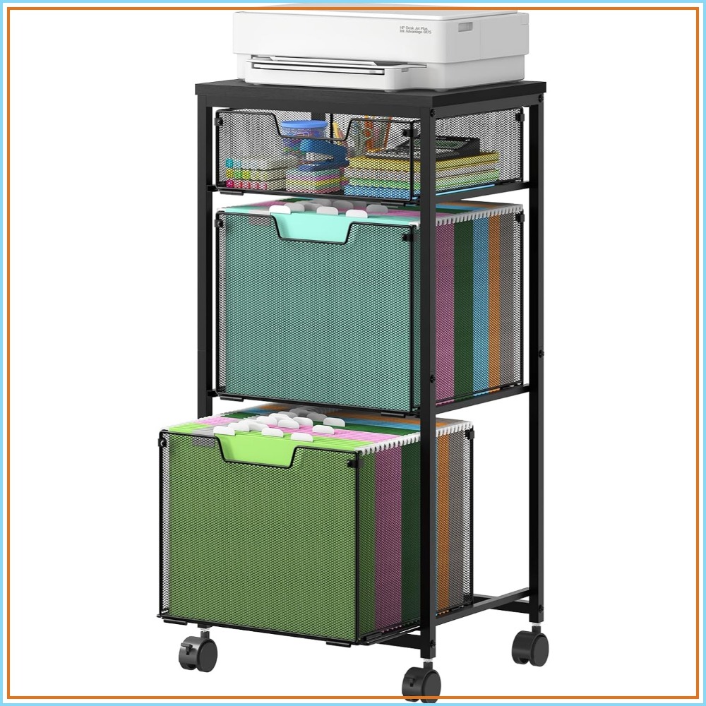 File Folder Hanging - 3 Drawer Mobile File Cabinet for
