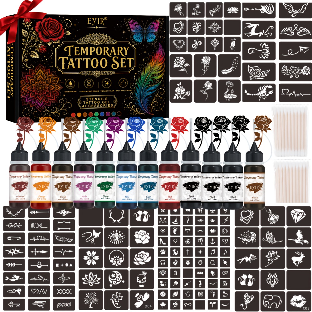 Gel Ink Pen Set - 12 Colors Temporary Tattoo Gel Henna