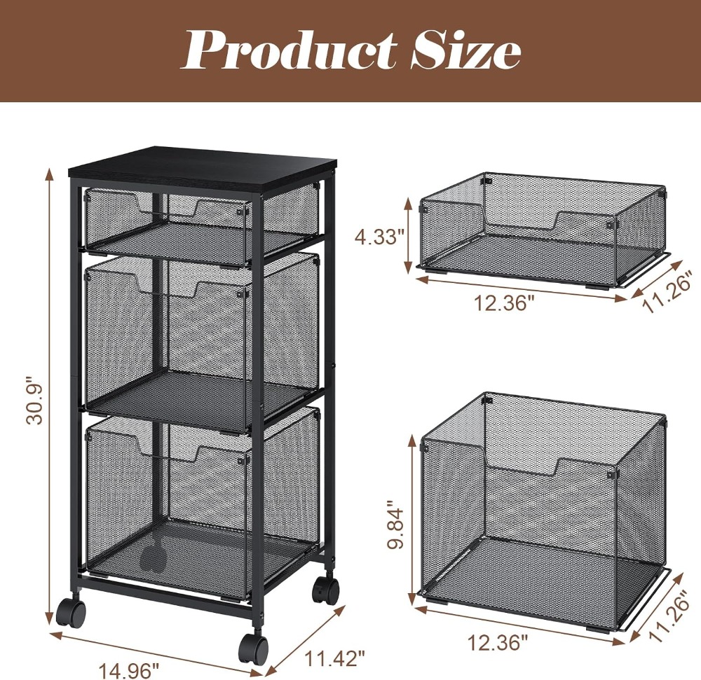 3 Drawer Mobile File Cabinet f - File Folder Hanging ulasan dan harga