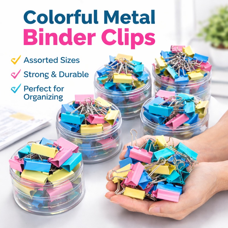 40PCS/Set Long Colorful Metal  - Binder Clip Assorted ulasan dan harga