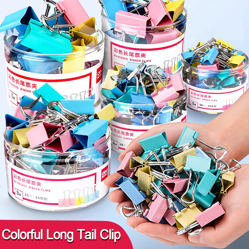 40PCS/Set Long Colorful Metal  - Binder Clip Assorted ulasan dan harga
