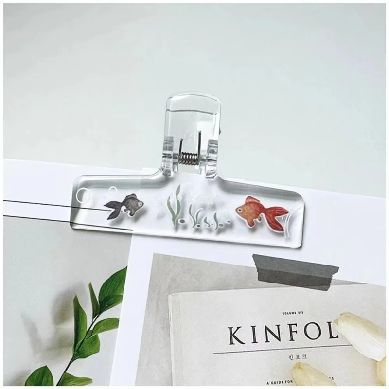 1PC Transparent Acrylic Goldfi - Binder Clip Assorted ulasan dan harga