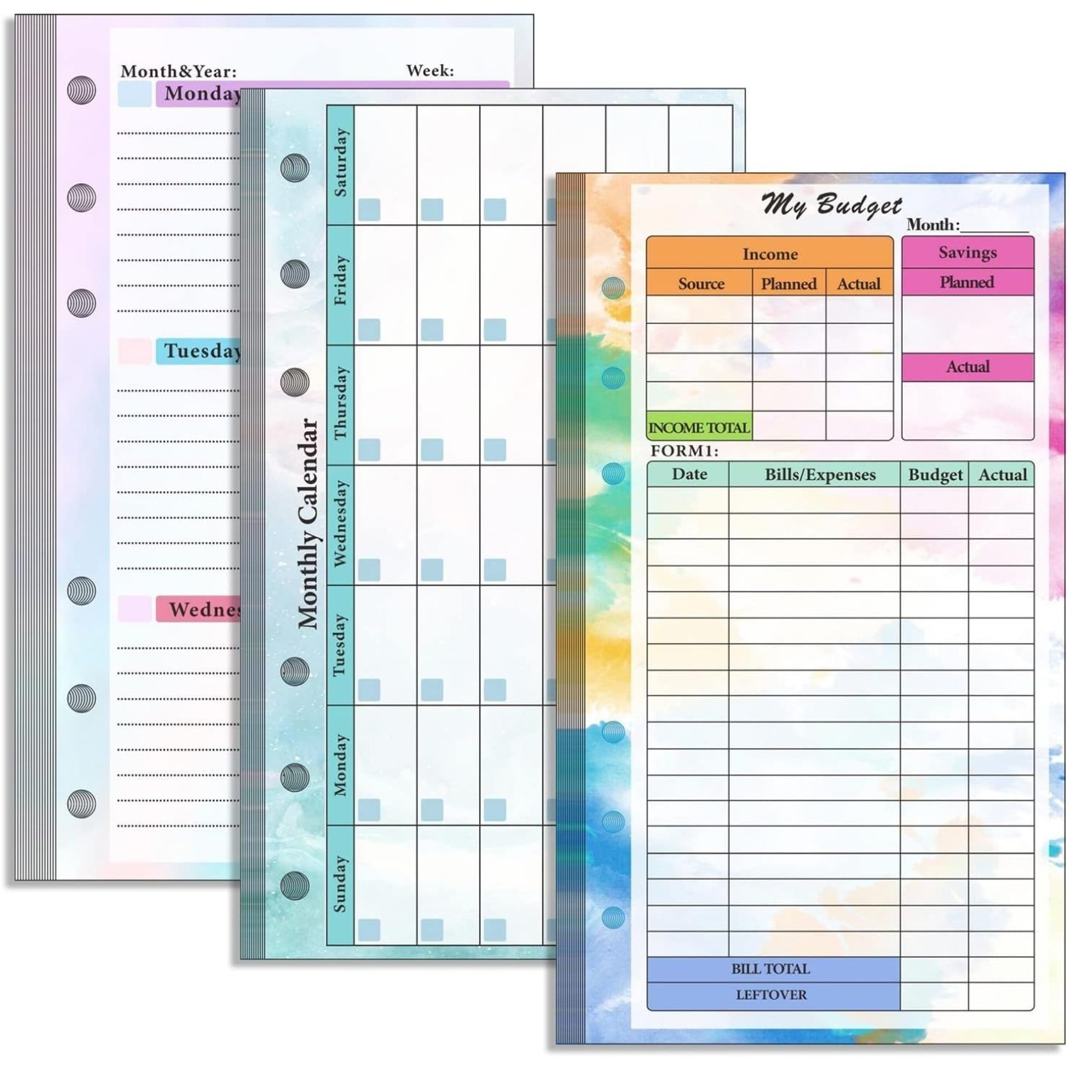 Set of 6-hole A6 binder refill - Planner Weekly Budget ulasan dan harga
