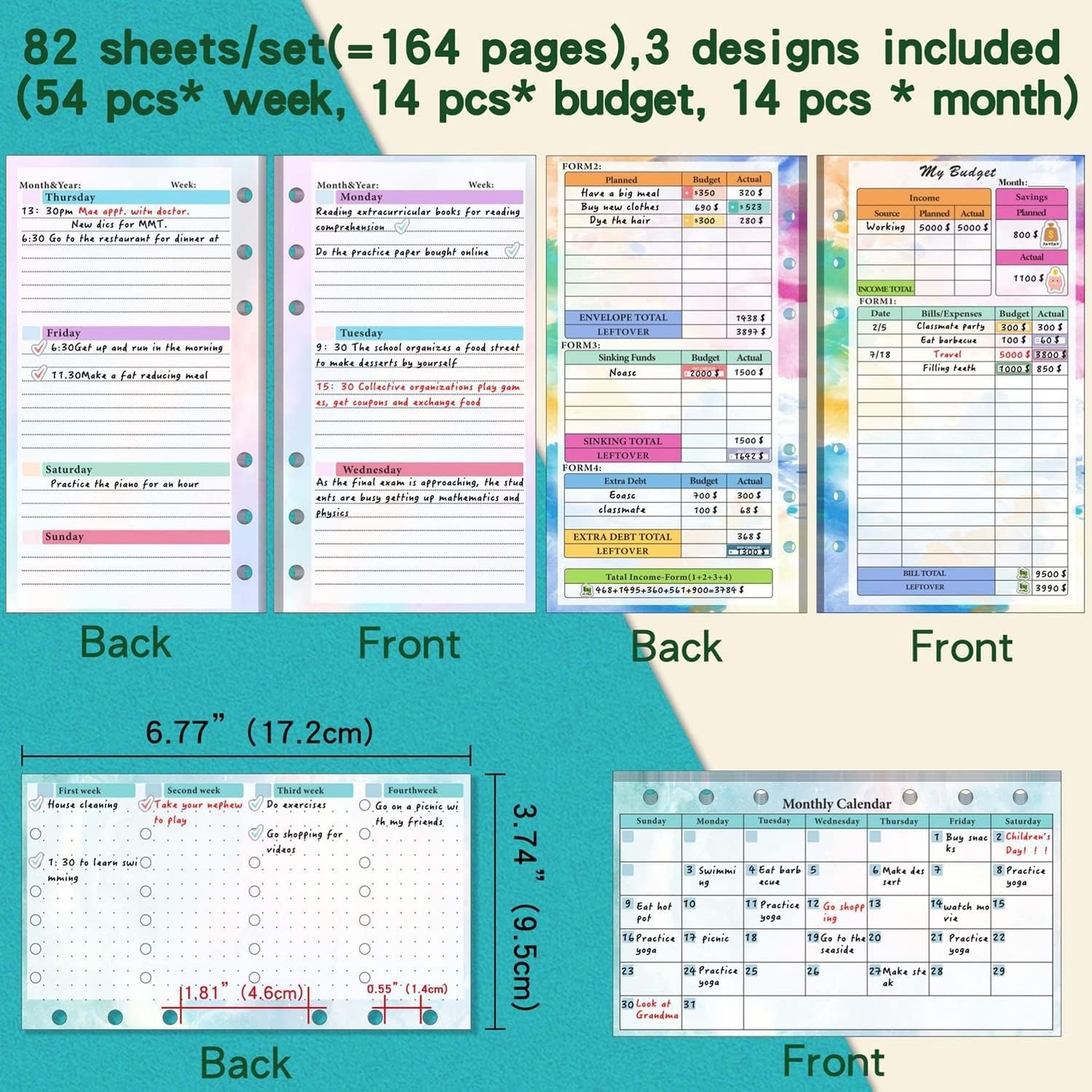 Set of 6-hole A6 binder refill - Planner Weekly Budget ulasan dan harga
