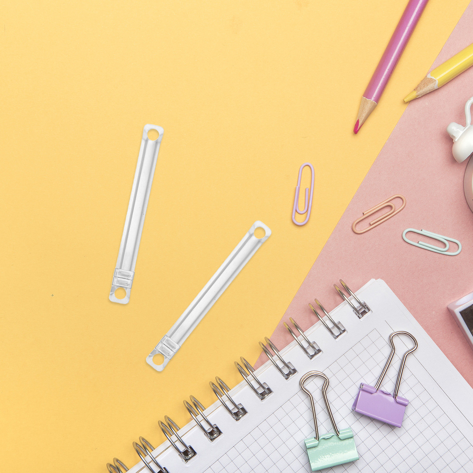 50Pcs 2 Hole Punch Prong Paper - Binder Clip Assorted ulasan dan harga