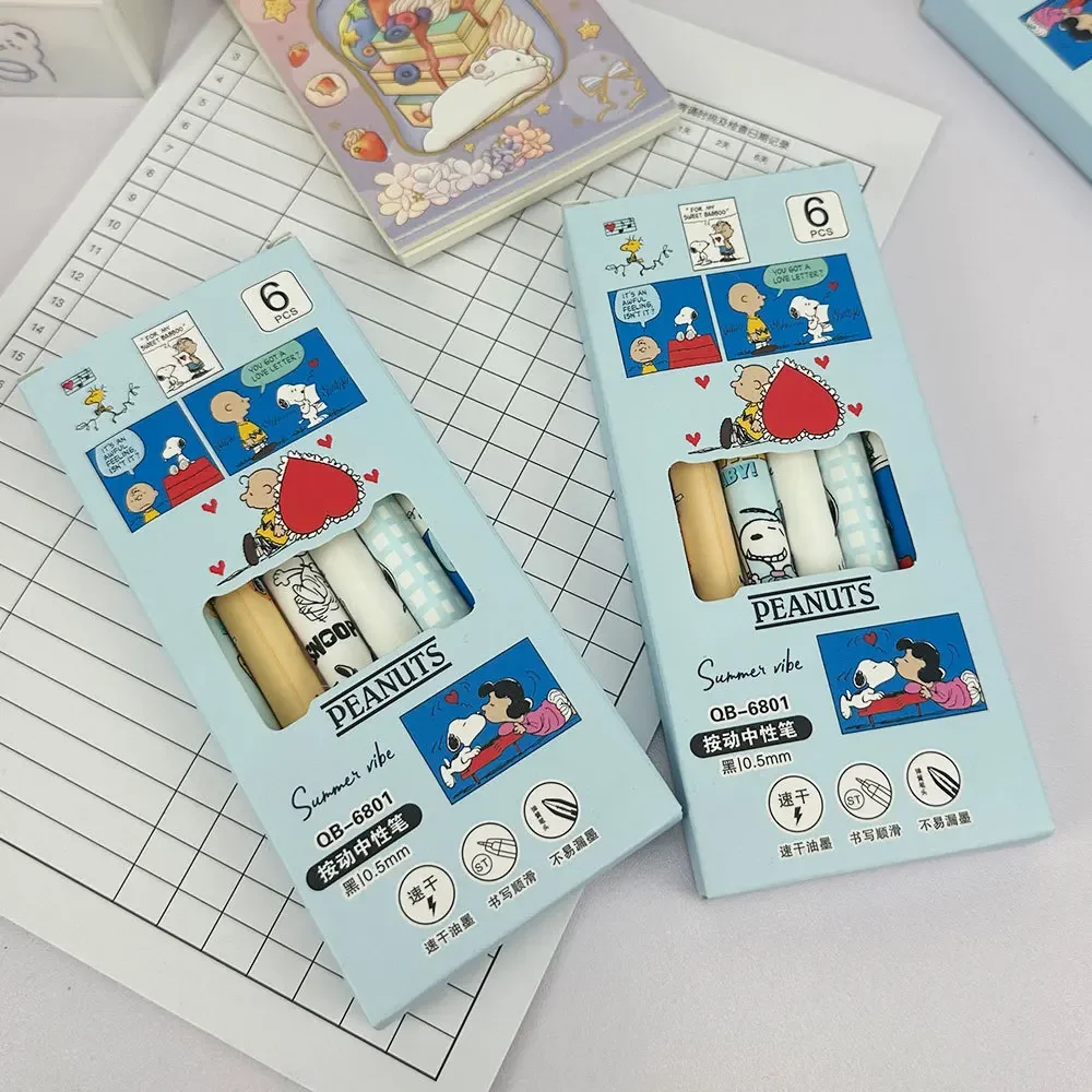 6 Pcs Snoopy Gel Pen Set 0.5mm - Gel Ink Pen Set ulasan dan harga