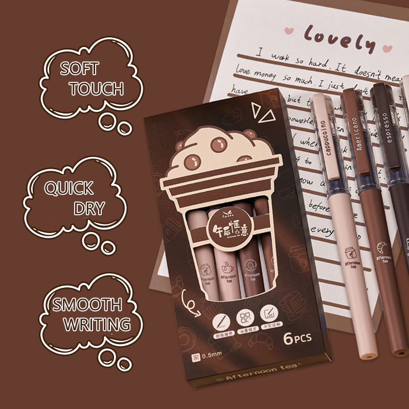 6 Pcs/Set Afternoon Tea Series - Gel Ink Pen Set ulasan dan harga